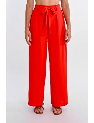 Pantalón largo con lazada y pliegues