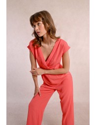 Long jumpsuit with short sleeves