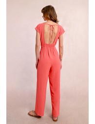 Long jumpsuit with short sleeves