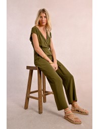 Long jumpsuit with short sleeves