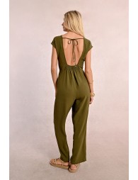 Long jumpsuit with short sleeves