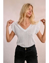 Openwork knit T-shirt