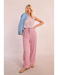 Pantalón largo con estampado y lazada