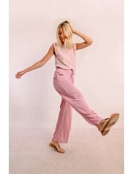 Pantalón largo con estampado y lazada