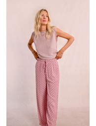 Pantalón largo con estampado y lazada