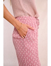 Pantalón largo con estampado y lazada