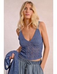 Openwork knit tank top