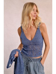 Openwork knit tank top