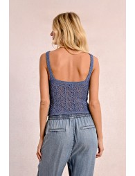 Openwork knit tank top