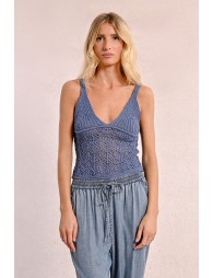 Openwork knit tank top