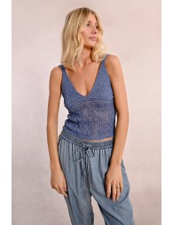 Openwork knit tank top