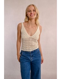 Openwork knit tank top