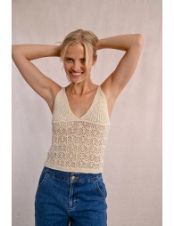 Openwork knit tank top