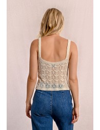 Openwork knit tank top