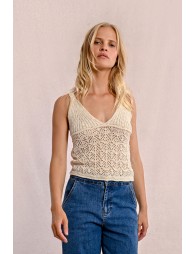 Openwork knit tank top