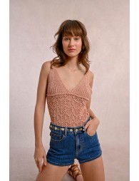 Openwork knit tank top