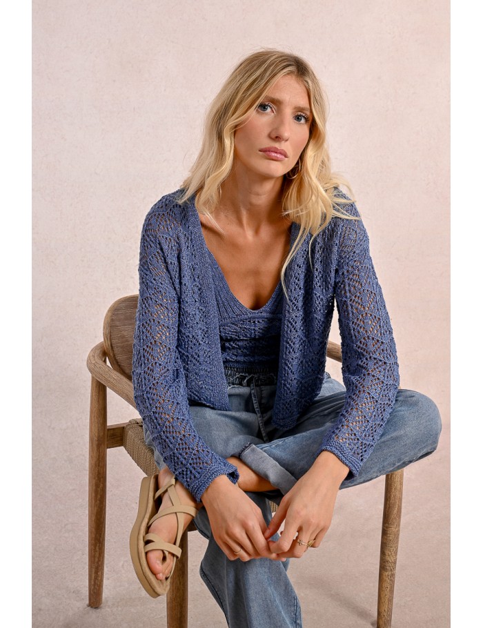 Openwork knit cardigan