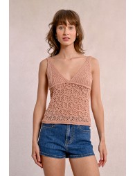 Openwork knit tank top