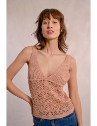 Openwork knit tank top