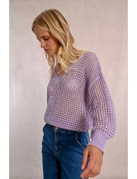 Pull en maille ajourée et irisée