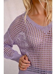 Openwork and iridescent knit sweater