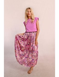 Pleated and printed skirt