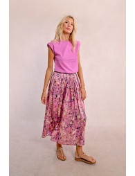 Pleated and printed skirt