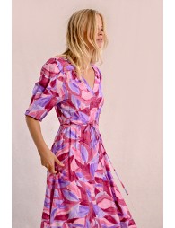 Long printed wrap dress