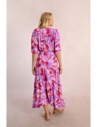 Long printed wrap dress