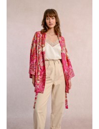 Tieable printed kimono