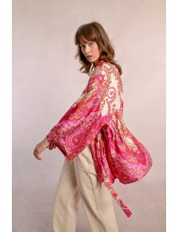 Tieable printed kimono