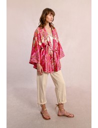 Tieable printed kimono