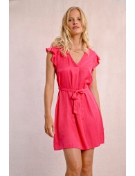 Vestido de manga corta mariposa con lazada