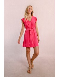 Vestido de manga corta mariposa con lazada