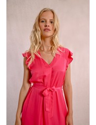 Vestido de manga corta mariposa con lazada