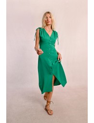 Vestido midi con manga corta ajustable