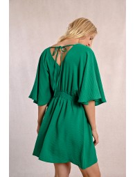 Robe courte fluide élastiquée à la taille et dos n