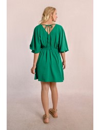 Robe courte fluide élastiquée à la taille et dos n