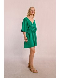 Robe courte fluide élastiquée à la taille et dos n