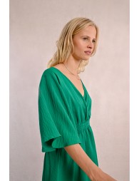 Robe courte fluide élastiquée à la taille et dos n