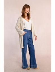 Long knitted vest, long sleeves