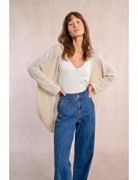 Long knitted vest, long sleeves