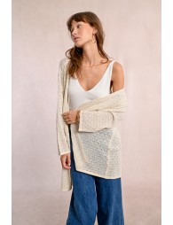 Long knitted vest, long sleeves