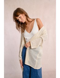 Long gilet en maille, manches longues