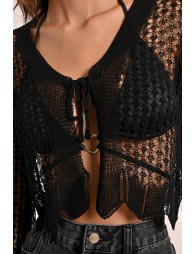 Fine knit vest, tieable