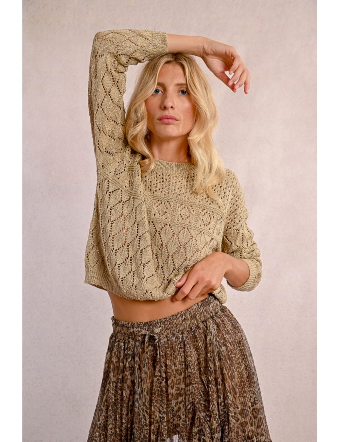 Semi-transparent long-sleeved knit sweater