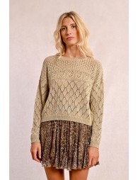 Semi-transparent long-sleeved knit sweater