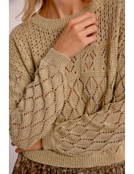 Semi-transparent long-sleeved knit sweater