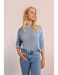 Semi-transparent long-sleeved knit sweater