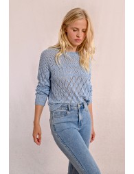 Semi-transparent long-sleeved knit sweater